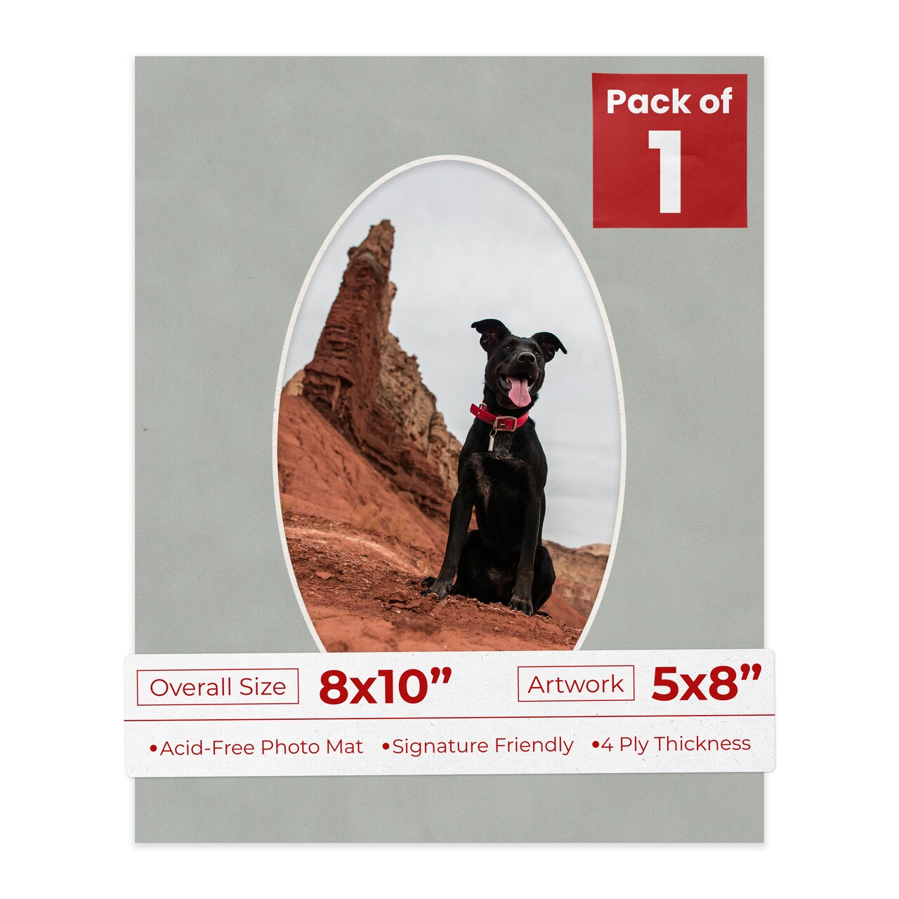Light Grey Suede Mat Board for 8x10 Frames - Oval Opening for 5x8 Photos